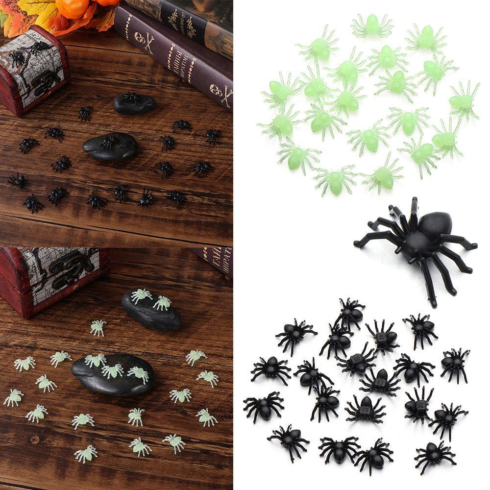 20pcs Mainan Laba-Laba Hitam Bahan Plastik Untuk Dekorasi Halloween