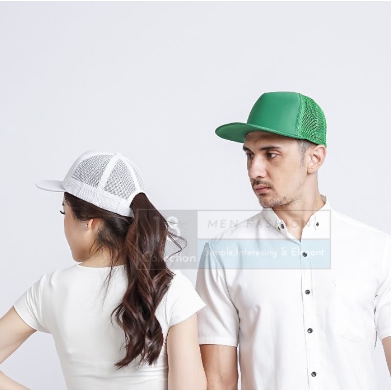 [Bisa COD] Topi Baseball Jaring Trucker Polos