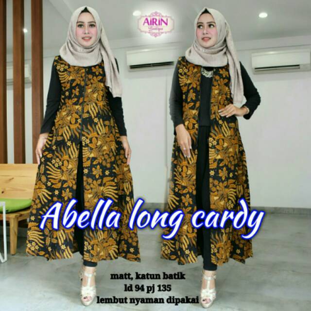 Abella Long Cardy Baju Muslim Hijab Seragam Batik Bolero Modern