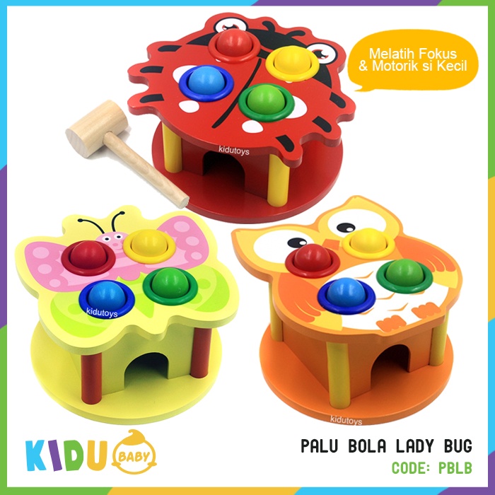 Mainan Montessori Mainan Motorik Wooden Toys Palu Bola Motorik Anak Gambar Hewan Kidu Baby