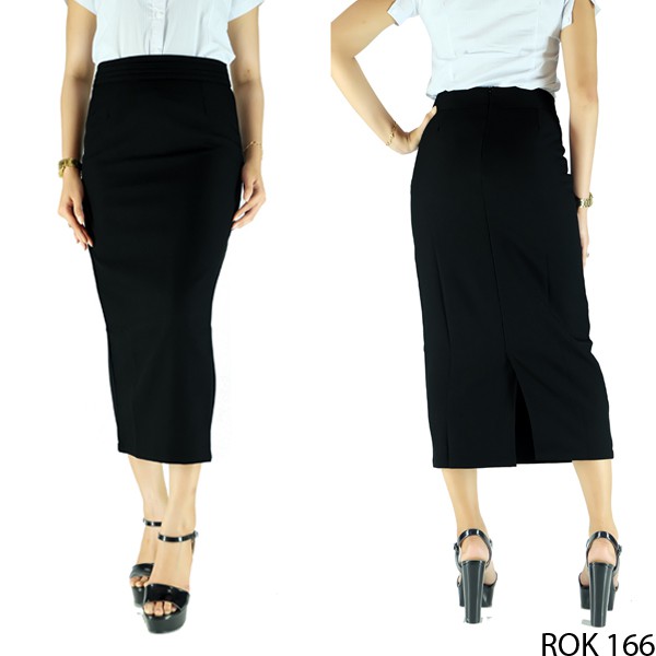 Rok Kerja Wanita Modern Katun Hitam ROK 166