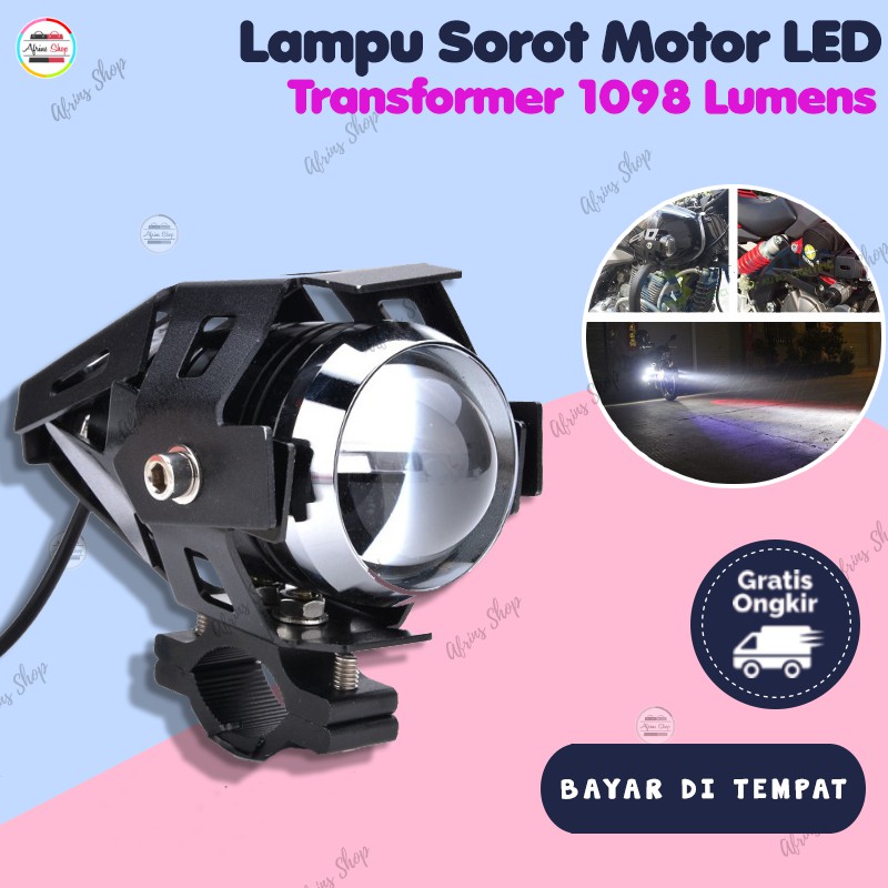 Lampu Tembak Motor LED TRansformer 1098 Lumens Anti AIR