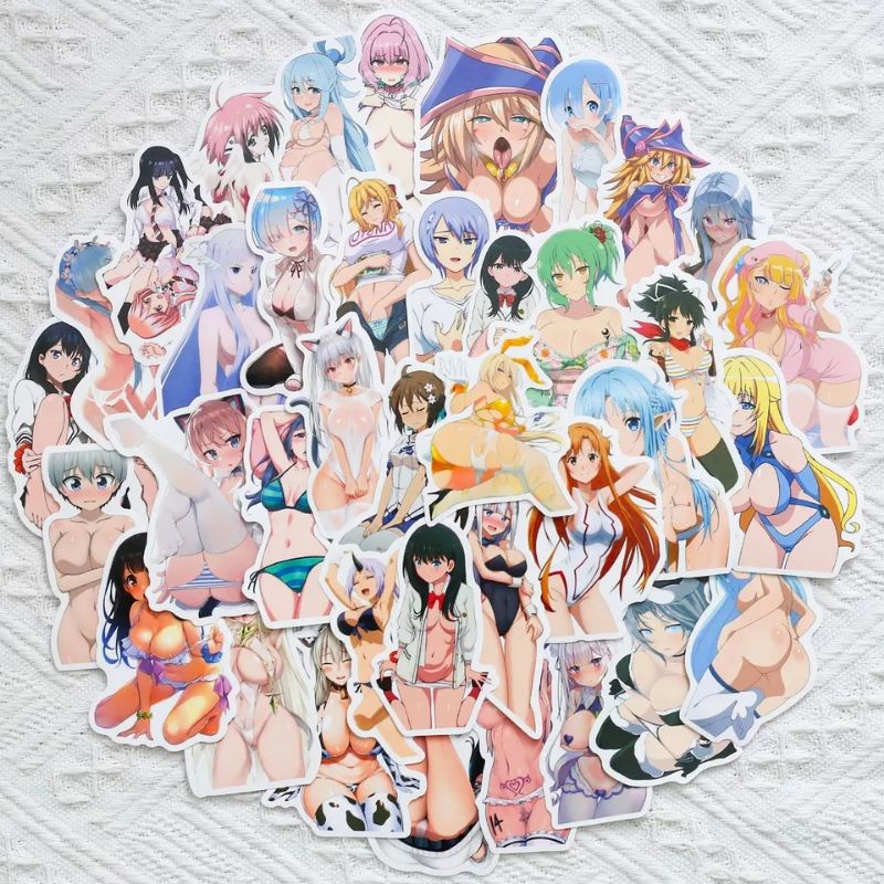 

50pcs Stiker dream seksi waifu Anime bikini Bahan Vinyl Anti Air Stickers aesthetic for outdoor and indoor stiker Koper / Laptop / Skateboard Diy