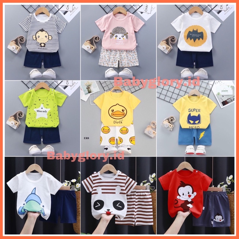 Babyglory.id✨ Setelan Anak Perempuan Laki Laki Import / Setelan Lengan Pendek Import