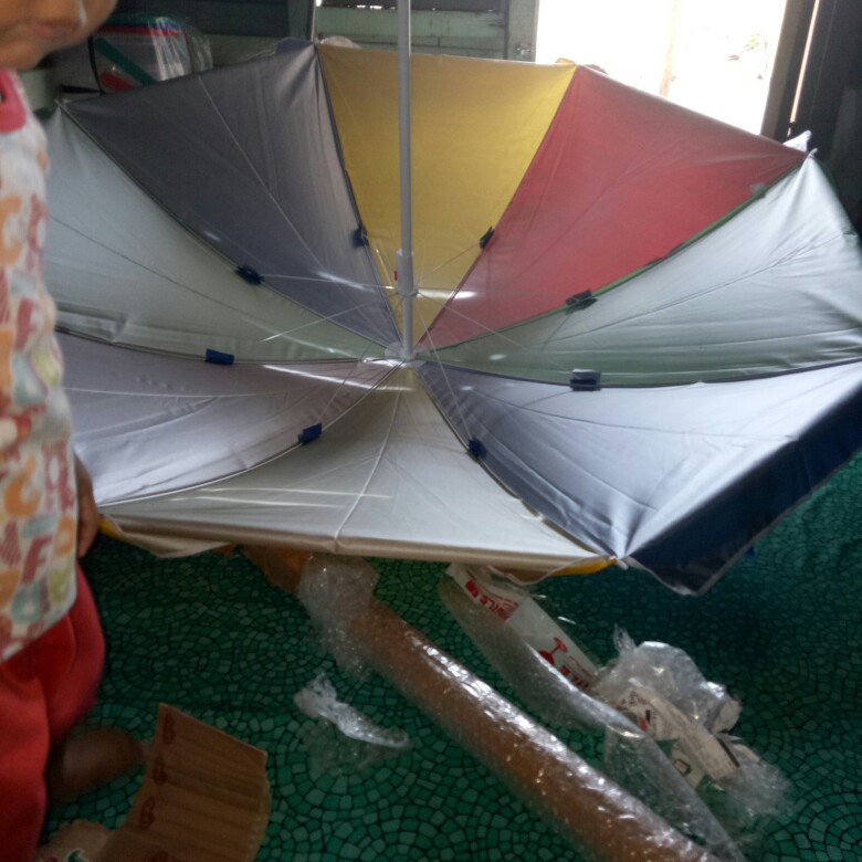 Payung Tenda Pantai 180cm Pelangi Silver Anti-uv, Jualan Dagang Pkl.