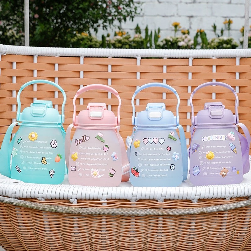 LID119- Botol Air Botol Minum Sedotan Botol Anak Karakter Warna Warni- Your Affordable Quality!