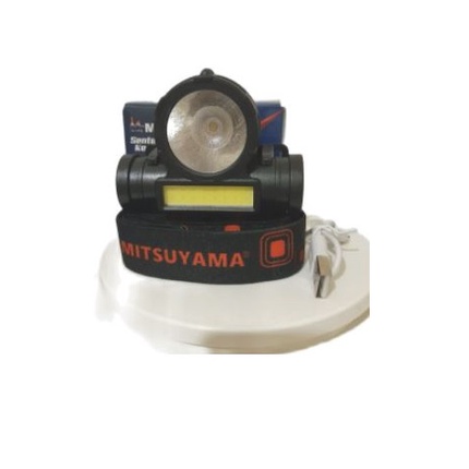 SENTER Mitsuyama MS-1925 senter Kepala LEDCOB Sepeda 2in1 Super Terang/ headlamp waterproff 5watt  setara 50WATT Rechargeable BERKUALITAS DAN MURAH