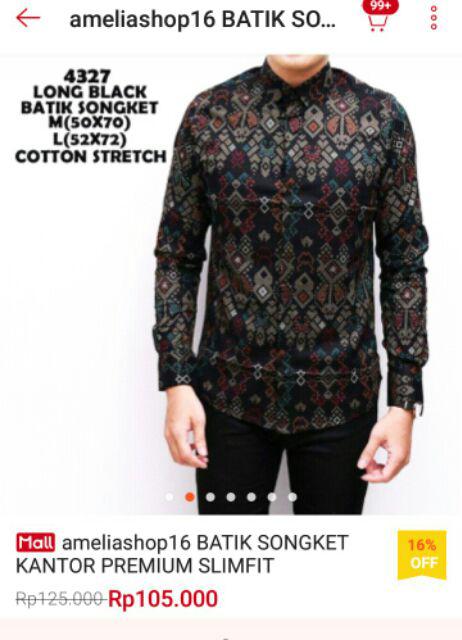 Ameliashop16 Kemeja Batik Songket Torpedo M L Xl Xxl Xxxl