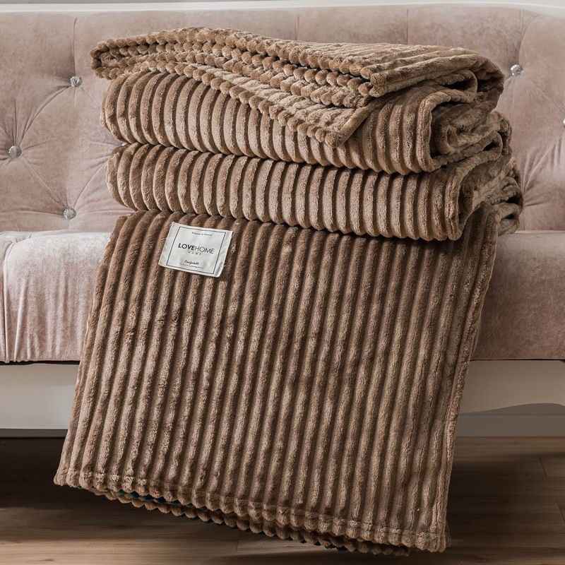 SELIMUT BULU HALUS POLOS UK 180x200 EMBOS / TEXTURE-07 Salur Brown
