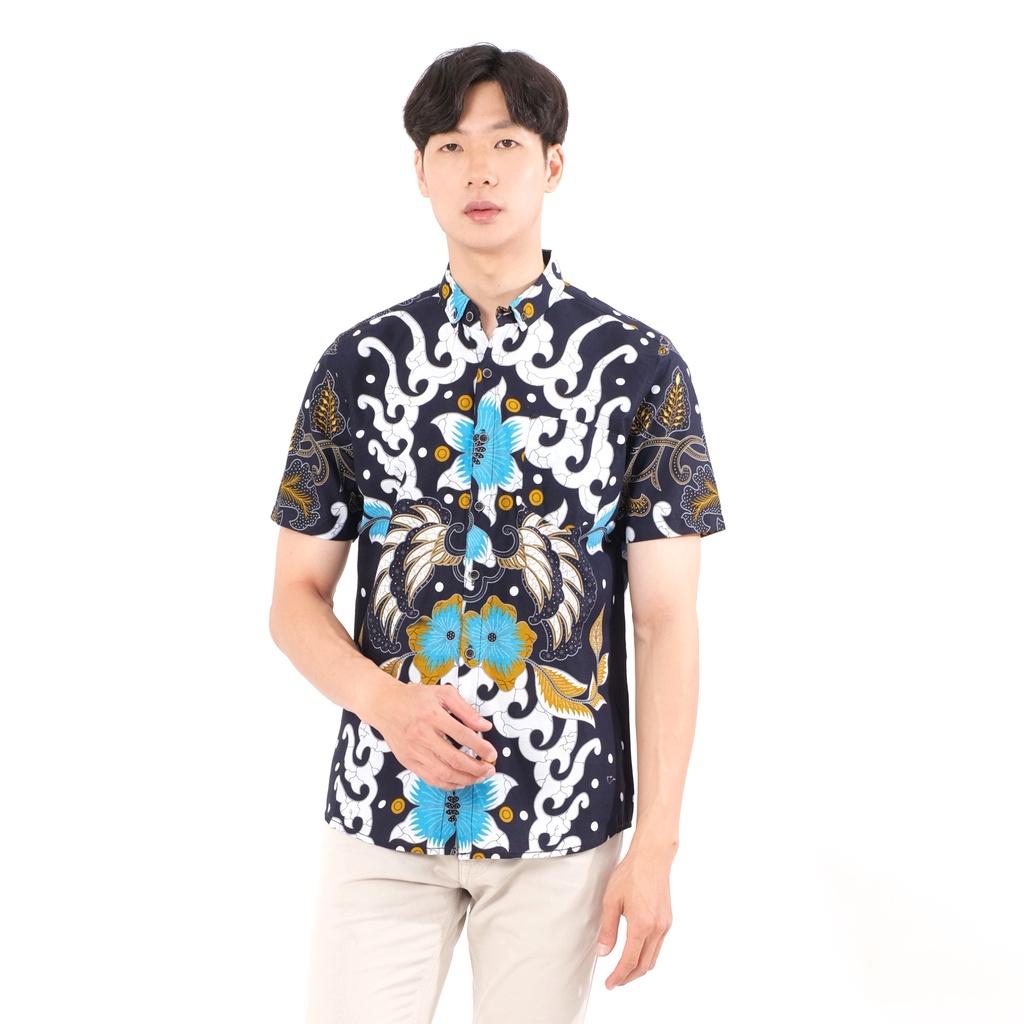 SANVANINA Kemeja Batik Pria Pendek Slim Fit Savoya - Batik Corak Premium E-7002