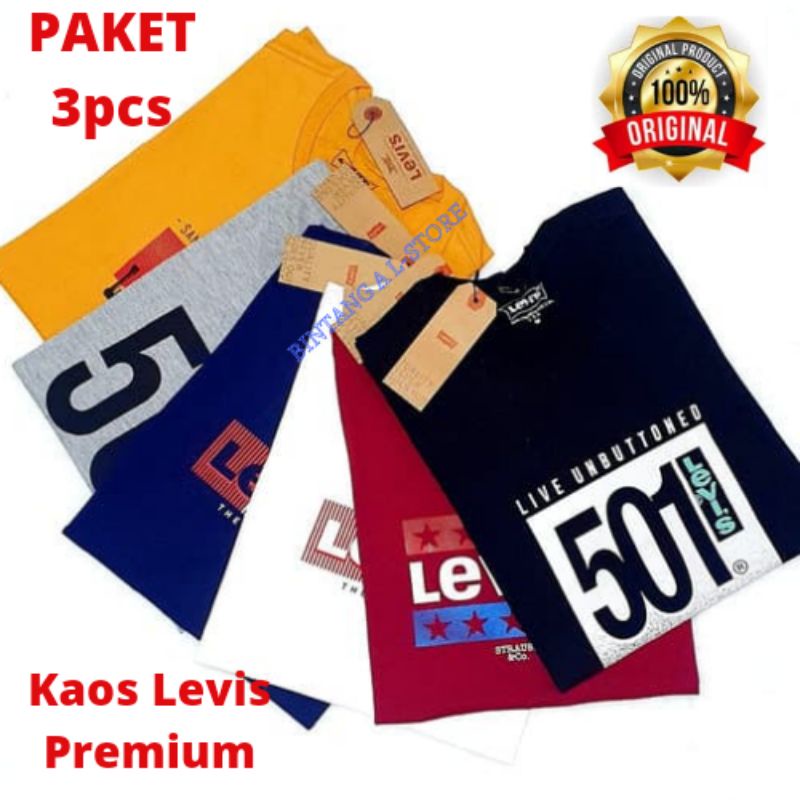 PROMO KAOS LEVISS DISTRO ORIGINAL / Kaos pria / KAOS distro pria 3pcs 100k / kaos premium terlaris / kaos pria / baju pria distro / kaos wanita / baju