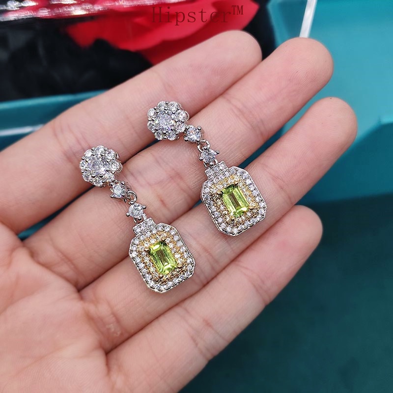 New Luxury Natural Olivine Pendant Earrings