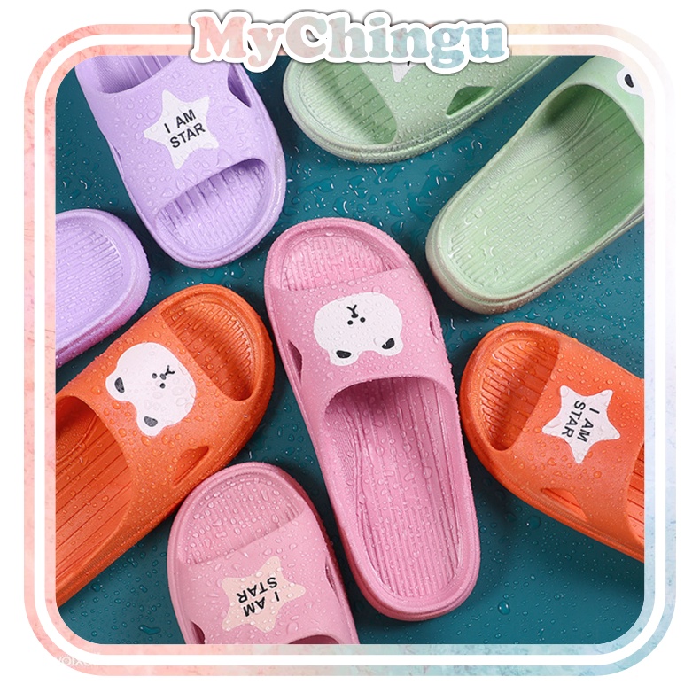 ❀ Chingu ❀ SA007 Sandal Slop import EVA Empuk Rubber Lembut Motif Bear Panda Sendal Santai Wanita Kamar Mandi Dapur