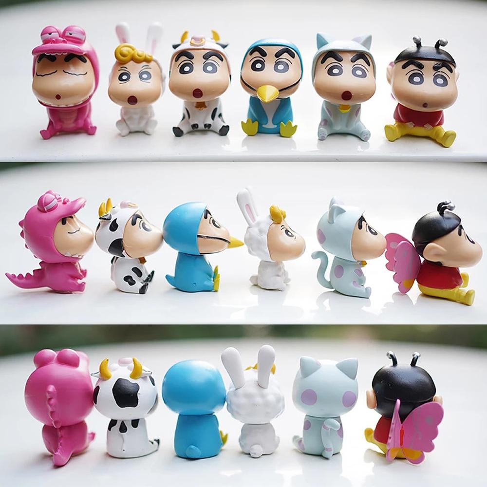 Needway Crayon Shin-Chan Rabbit 6pcs Model Mainan Cosplay Hewan Shinnosuke