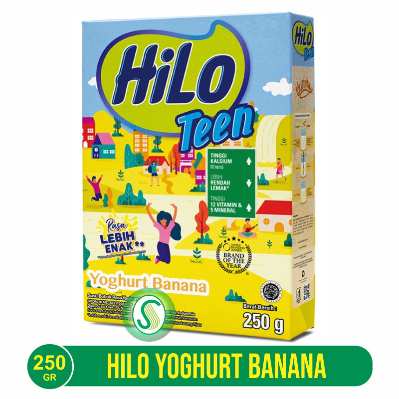 Hilo Teen Yoghurt Banana 250gr- Susu Tinggi Kalsium Rendah Lemak