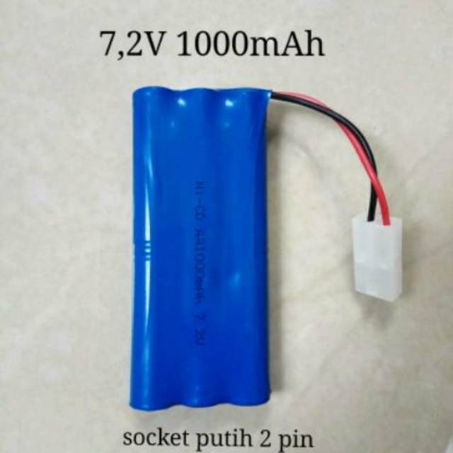 Baterai Mobil Remot RC 7,2V 1000mAh socket putih batere mainan remote control