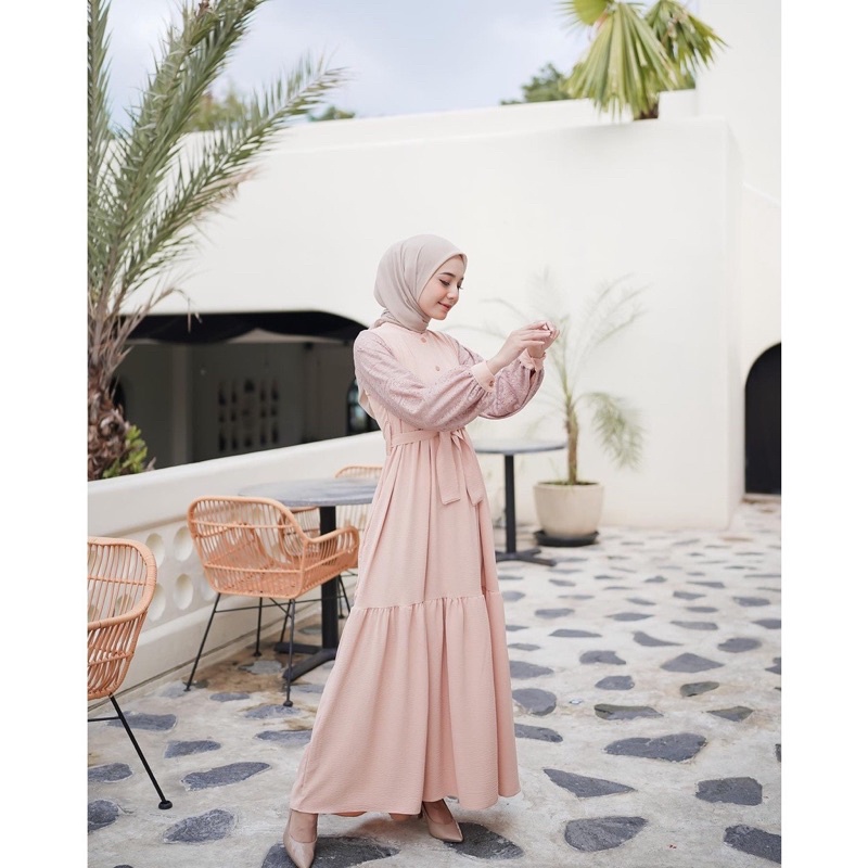 AZMA Dress Premium Terbaru Kekinian 2022 - Gamis Muslim Airflow Crinkle Premium - Pakaian Muslim Wanita Terbaru - Dress Muslim Wanita - Gamis Muslim Jumbo