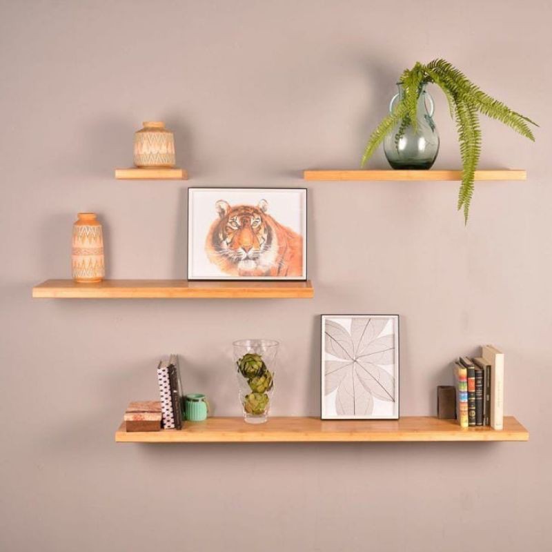 FLOATING SHELF AMBALAN JATI BELANDA 45 CM RAK DINDING MINIMALIS