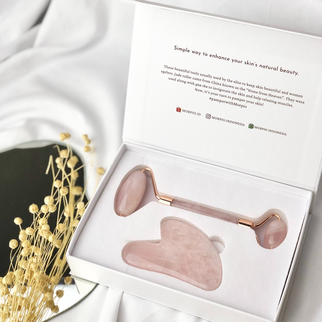 MORPIO FACE ROLLER &amp; GUASHA ROSE QUARTZ JADE ROLLER &amp; GUA SHA
