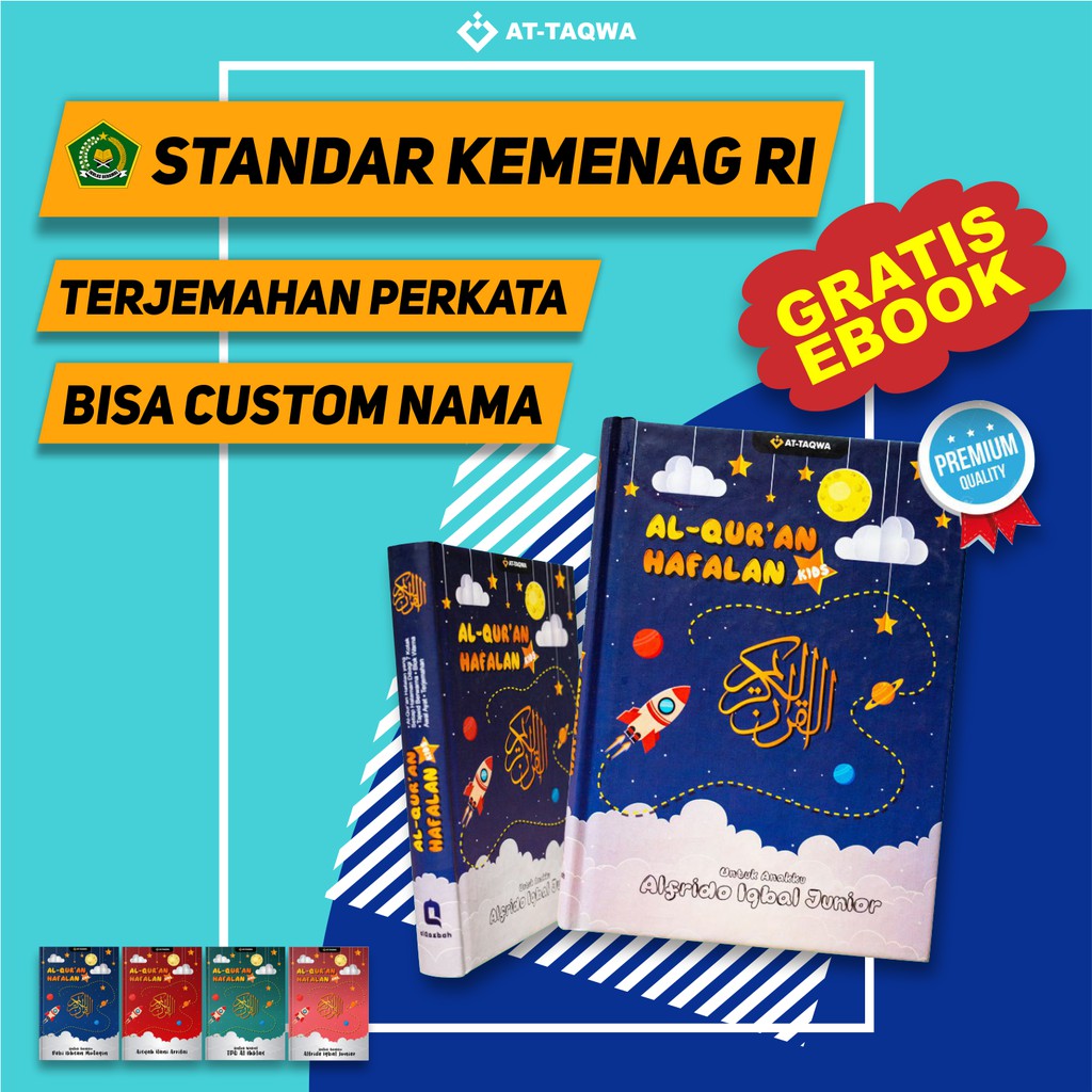 ALQURAN ATTAQWA FOR KIDS FREE CUSTOM NAMA UKURAN A5 - Biru