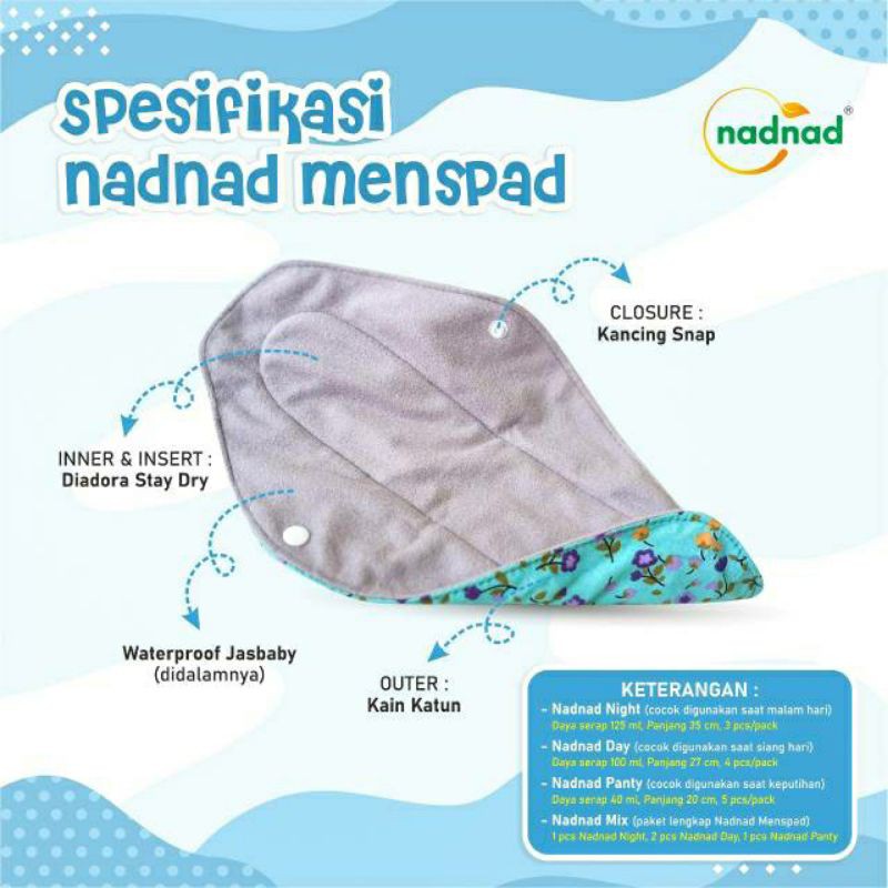 Menspad Nadnad Pembalut Kain Cuci Ulang Murah / Menstrual Pad Pembalut Wanita [ Bunda Altaf ]