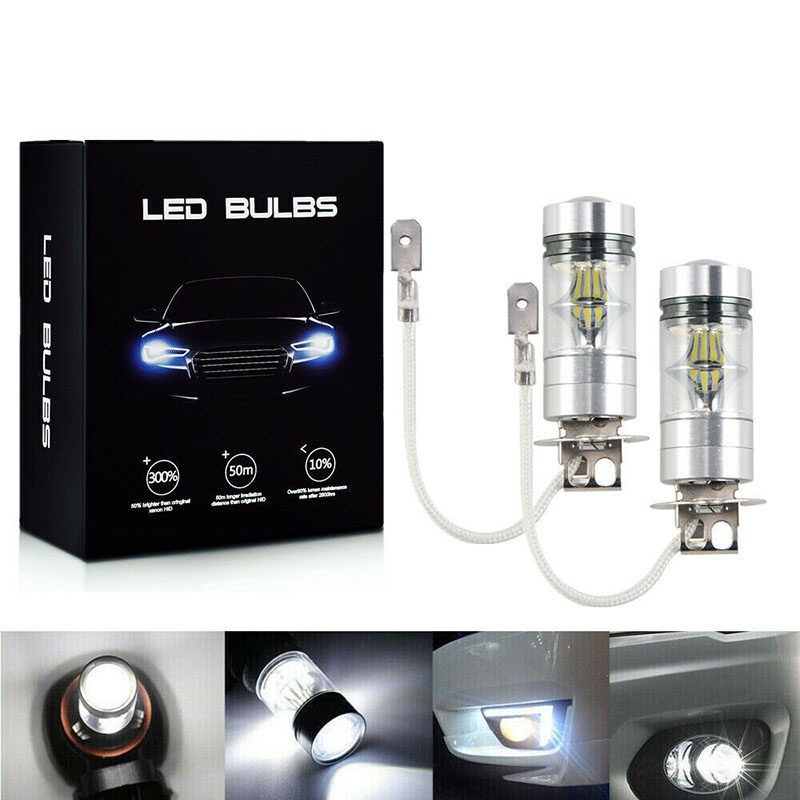 (LUCKID) Lampu Kabut Depan Mobil LED H3 100W 12 / 24V