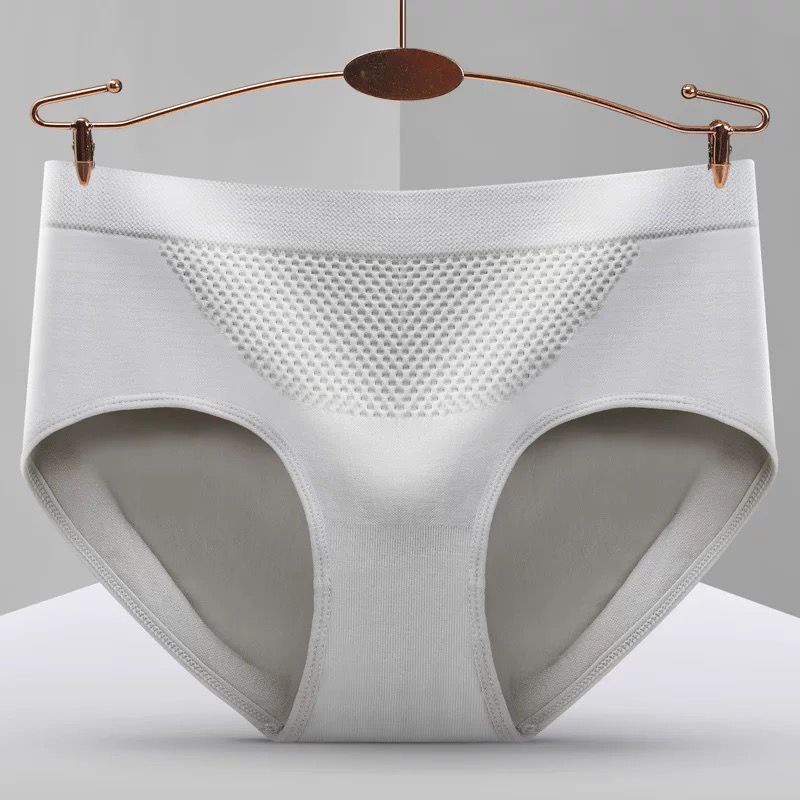 [ LINGERIE MASTER ] - (C-15) Celana Dalam Wanita Honeycomb Antibacterial Pure Cotton Middle Waist-C-15 Gray