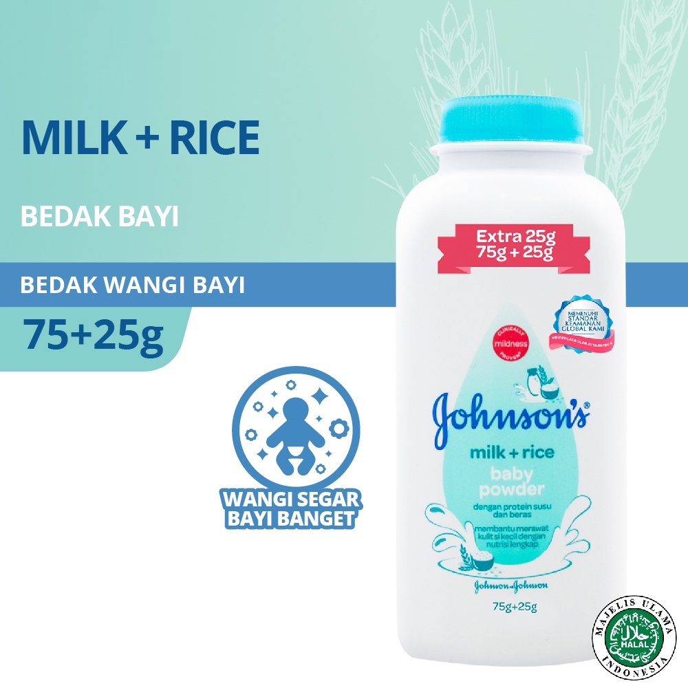 JOHNSON'S Milk + Rice Baby Powder - Bedak Bayi Extra Fill 75+25gr