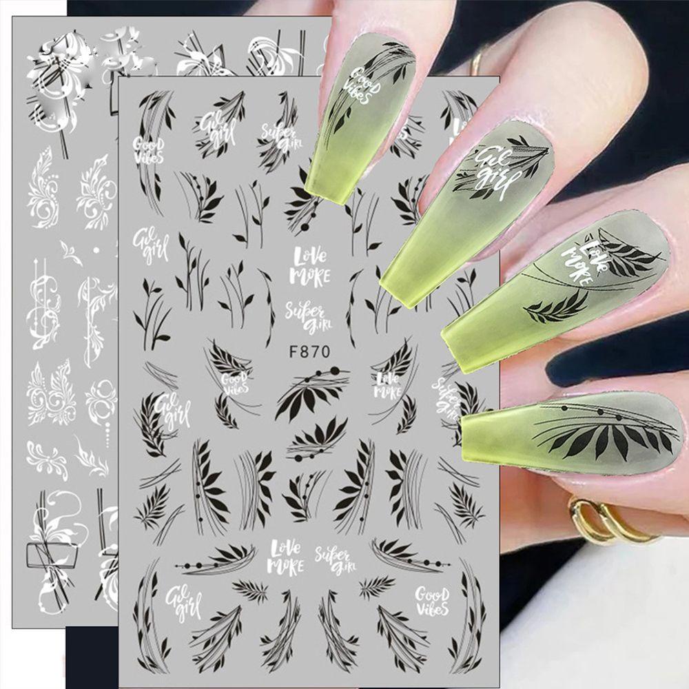 R-flower Nail Sticker Back Lem Decals Bunga Nail Art Dekorasi Daun