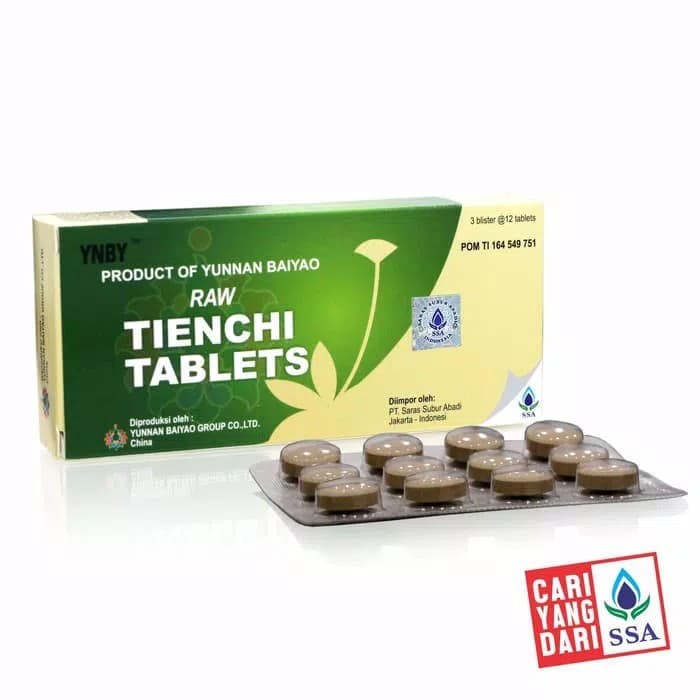 TIENCHI TABLETS RAW 12 X 3 TABLETS TIEN CHI RAW TIENCHI MENTAH KOLESTROL LEMAK DARAH