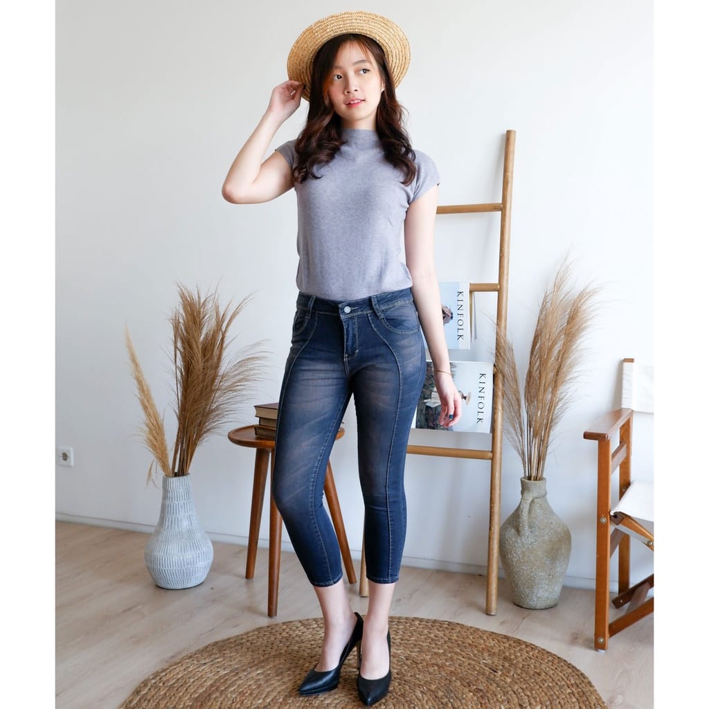 SERENA - CELANA JEANS 7/9 TULANG - CELANA FASHION DENIM PREMIUM