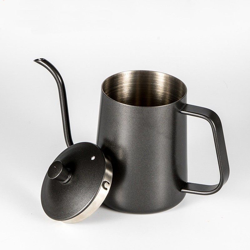 Teko Kopi Leher Angsa V60 350 ml 600 ml Thermometer Black Teflon / Pour Over Coffee Kettle Gooseneck Ketel Termometer Barista / Ketle Peralatan Penyeduh Kopi Coffee Maker Stainless Steel