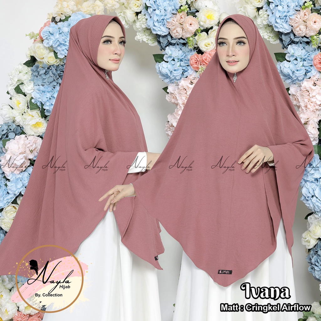 Kerudung Instan Pet Crinkle Airflow Premium Ivana Jilbab Bergo Pet Airflow Anti Kusut Hijab Instan Nayla Hija'b