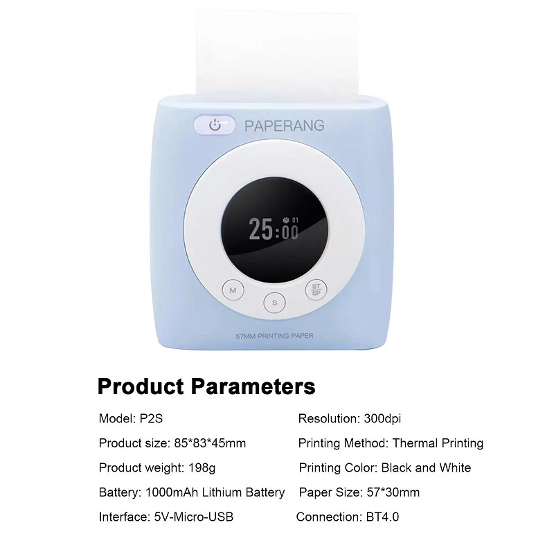 PAPERANG P2S - Mini Wireless Pocket Thermal Photo Printer 300DPI