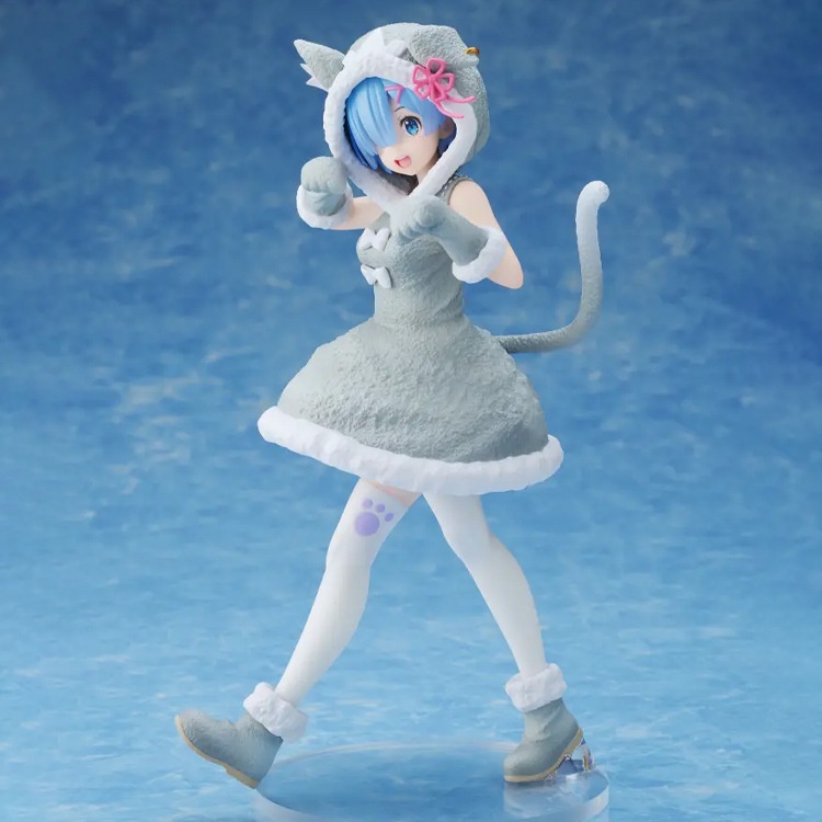 Mainan Action Figure Rem Ram Anime RE: Zero-Starting Life in Another World Kawaii Telinga Kucing Bahan PVC Untuk Hadiah Anak