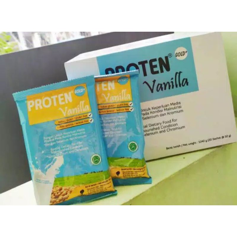 

proten gold rasa vanilla/ coklat per box