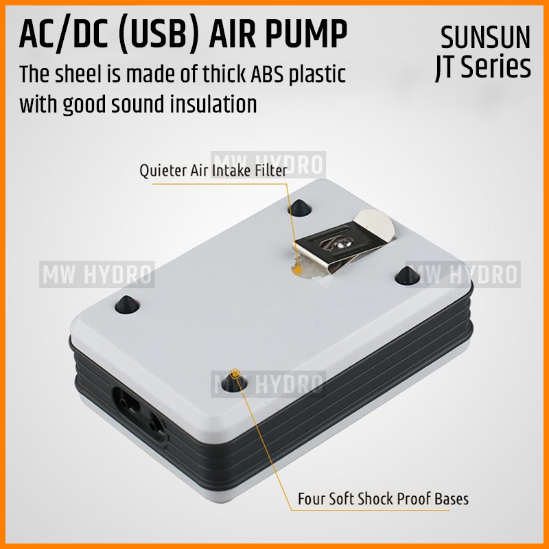 SUNSUN JT-202S, Air Pump AC/DC USB Dual Use, Aerator / Pompa Udara