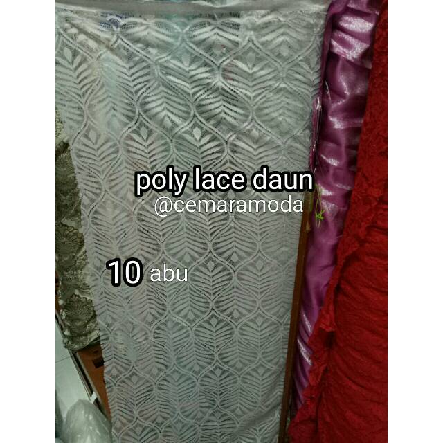 Kain poly lace daun / poly lace / brokat PER 0.5M / kain kebaya evening dress wedding dress / kain bridesmaid