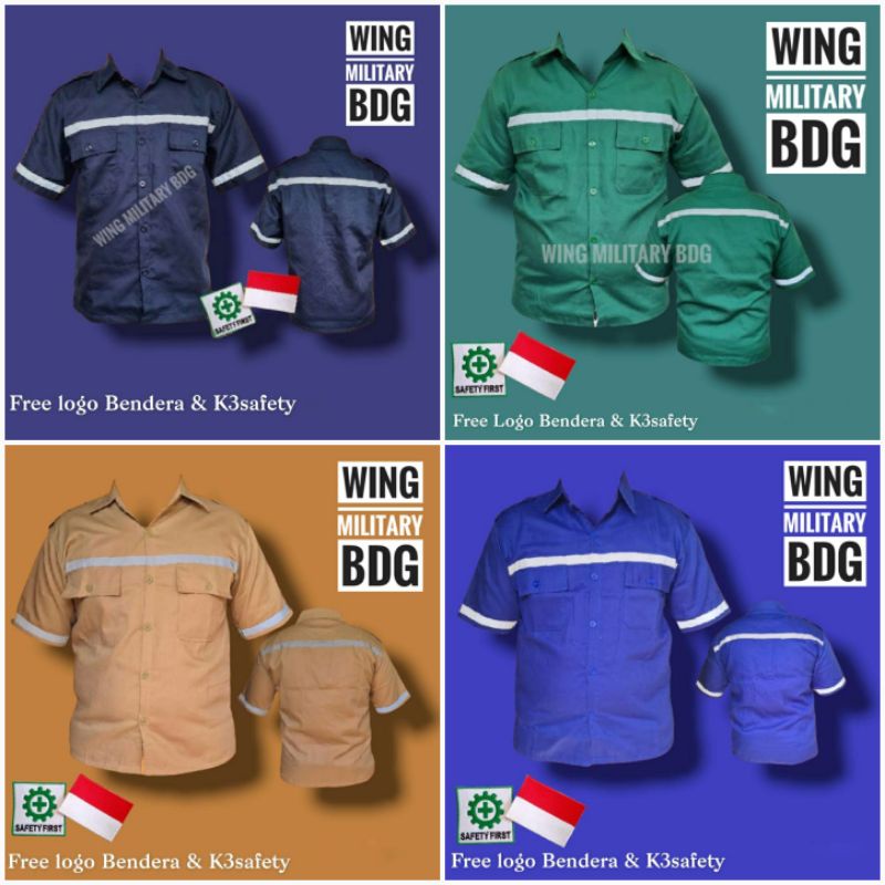 Atasan Kerja Lengan Pendek Wearpack Safety / Setelan Baju Kerja / Baju Proyek / Baju Bengkel Free logo