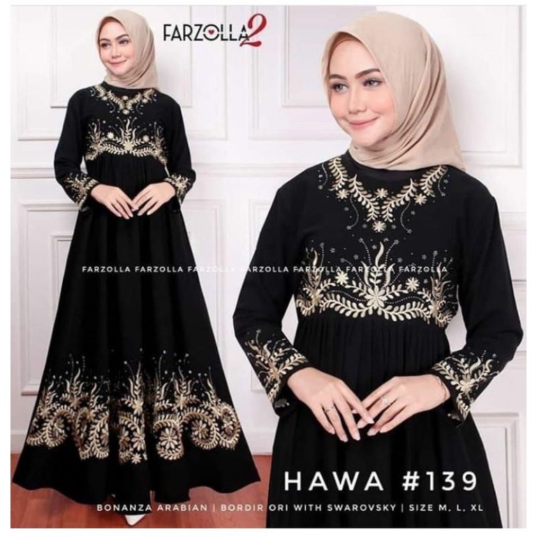 baju busana muslim abaya Gamis Couple Arab Hitam Bordir  turkey 1002-Hawa 139