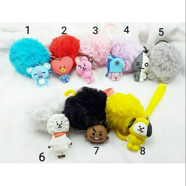 Gantungan kunci BT21 premium pompom