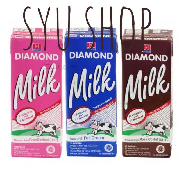 

Diamond susu uht full cream kotak 200 ml cokelat coklat strawberry stoberi