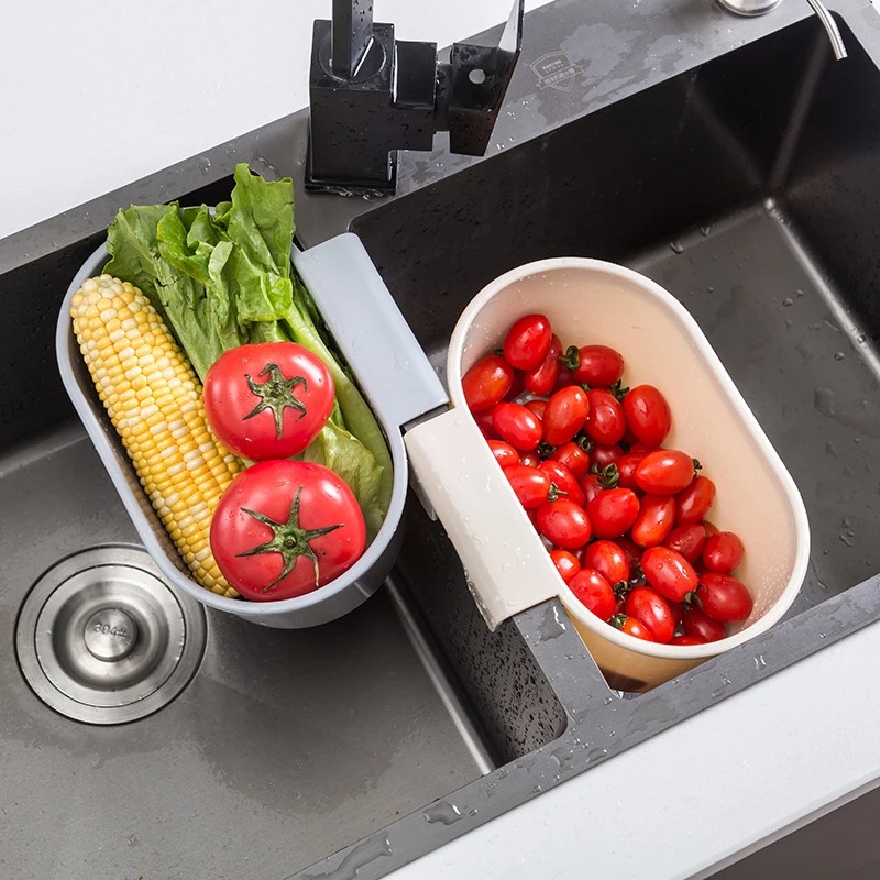 Kitchen Sink Drainer Drain Basket / Leftovers Hanging Basket   Sponge Holder for Kitchen Bathroom Storage Organizer