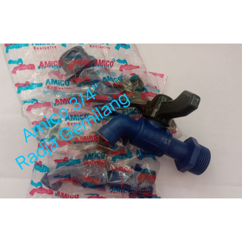 KRAN AIR PV/PLASTIK ORIGINAL MERK AMICO 3/4" KUALITAS SUPER