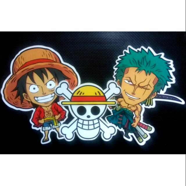 Jual Sticker/Stiker One Piece Luffy Zoro Jolly Roger Mugiwara Indonesia ...