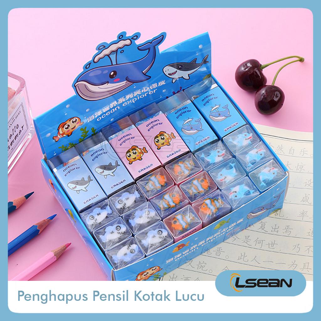 Penghapus Karet Eraser Pensil Kotak Motif Buah Hewan Dinosaurus Rocket Lucu