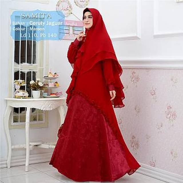 Gamis Syar'i Ceruty Baby doll Maroon