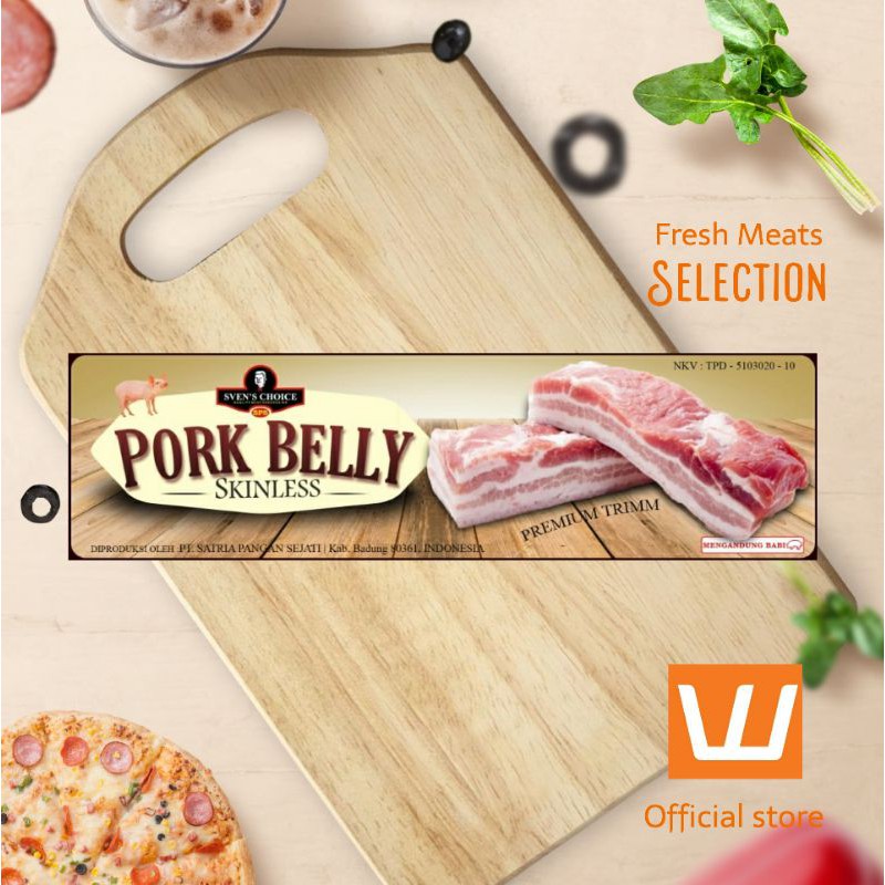 

DAGING BABI SVEN'S CHOICE PORK BELLY SKINLESS SAMCAN TANPA KULIT 500g PREMIUM BALI