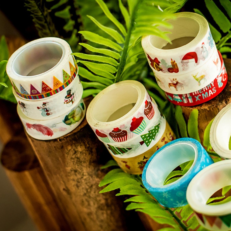 12 Roll Tape Kertas Washi Motif Natal Untuk Scrapbook