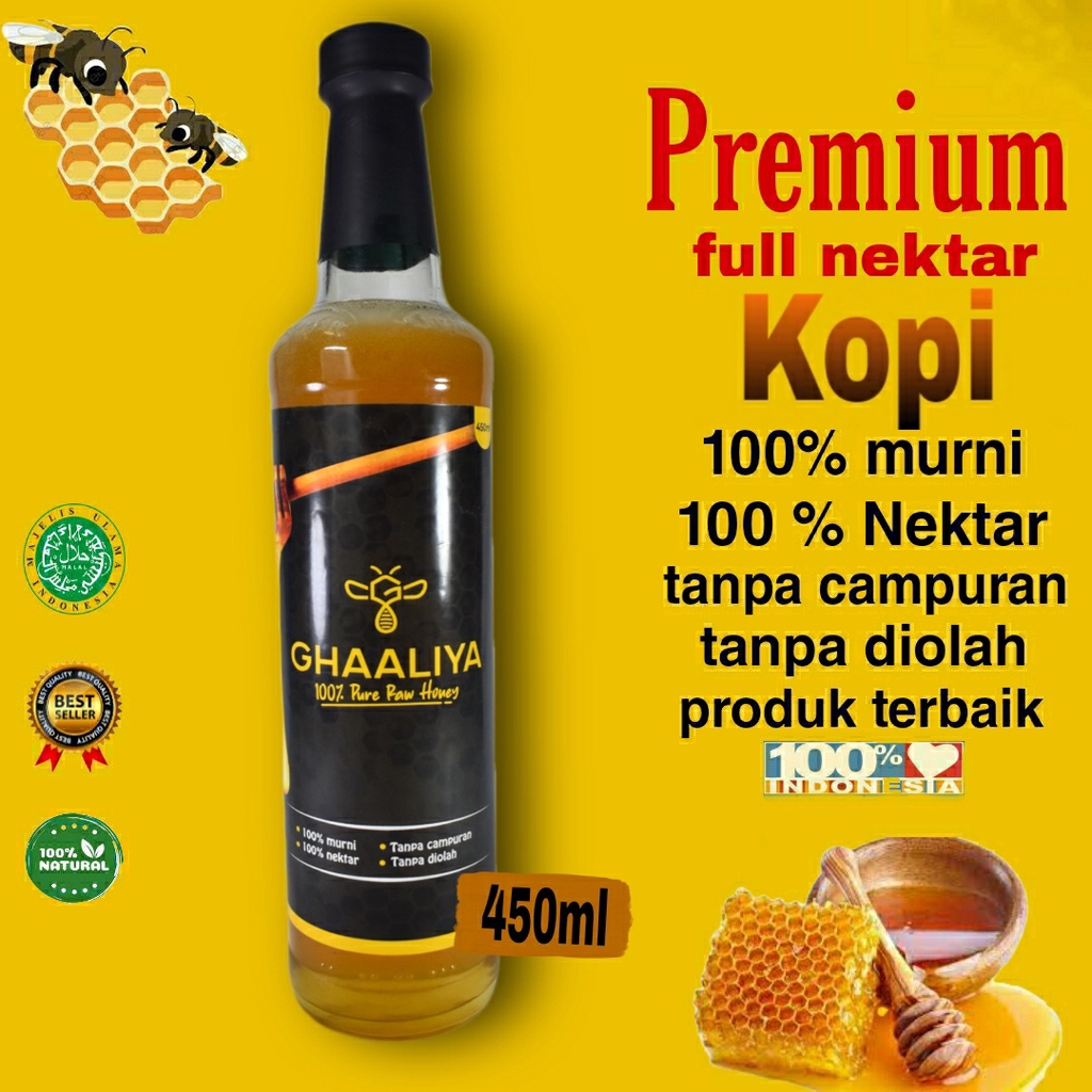 

Madu Ghaaliya Murni Asli 100% Nektar Bunga kopi premium terbaik 450ml / 600gr original